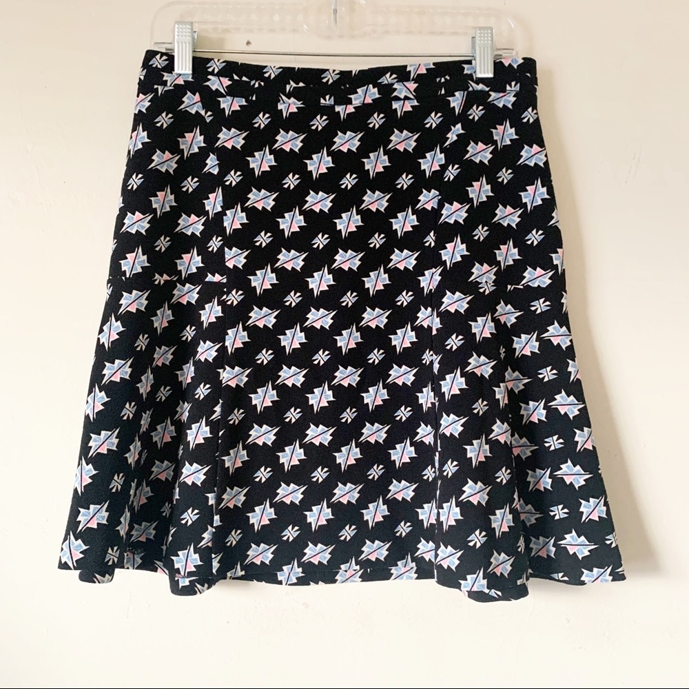 Sandro Black Mini Skirt with White and Light Blue Star Print